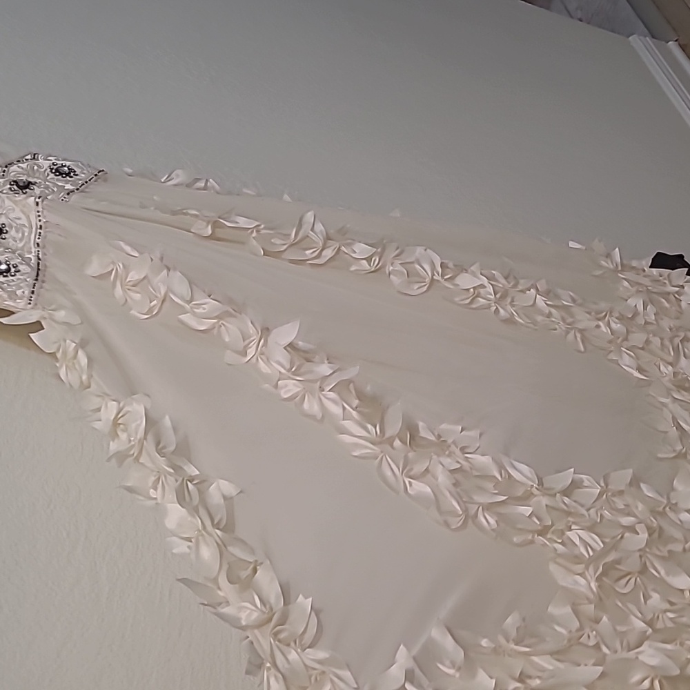Sue Wong Nocturne Silk Dress Elegant Cream Floral Dress Wedding Party Size 10 - Picture 6 of 15
